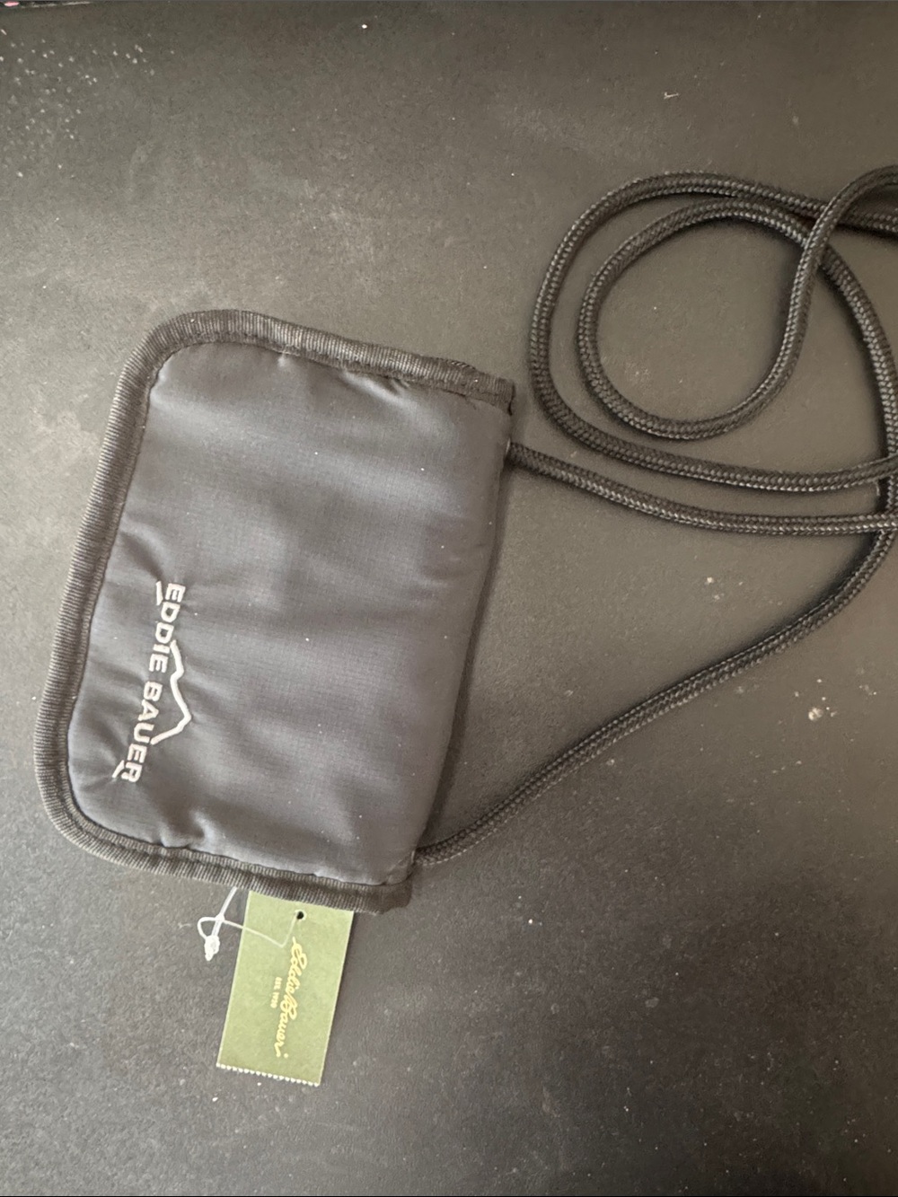Eddie Bauer Black Neck Pouch Crossbody Wallet